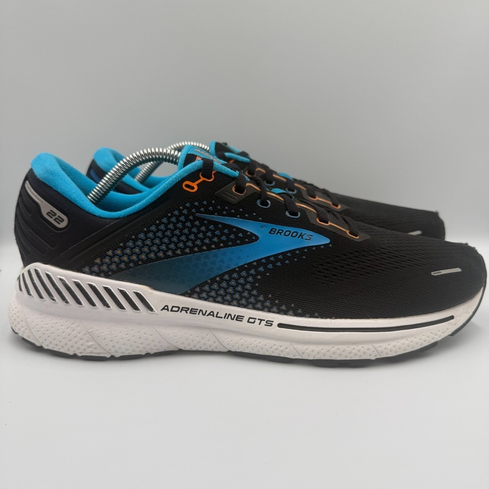 Brooks Adrenaline GTS 22 Men's Size 11.5 Black Blue White Running Shoes Sneakers